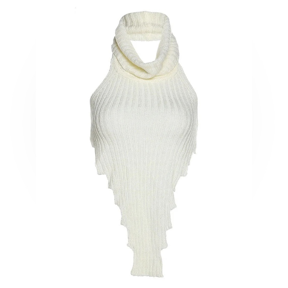 turtleneck knit crop halter top